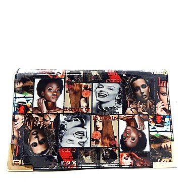 Envelope Magazine Model Print Clutch