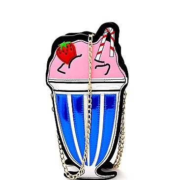 NOV014-LP Unique Strawberry Sundae Theme Figure Novelty Cross Body