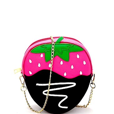 NOV015-LP Chocolate Dipped Strawberry Theme Novelty Cross Body