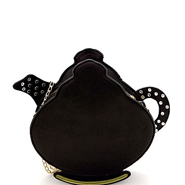 NOV017-LP Vintage Color Block Teapot Theme Novelty Cross Body