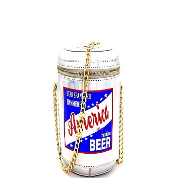 NOV025-LP Unique American Beer Can Figure Novelty Cross Body