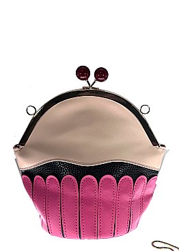 Cup Cake Stoned Novelty Clutch & Crossbody Bag