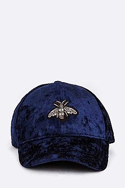DISTRESSED BEE EMBELLISHED VELOUR CAP