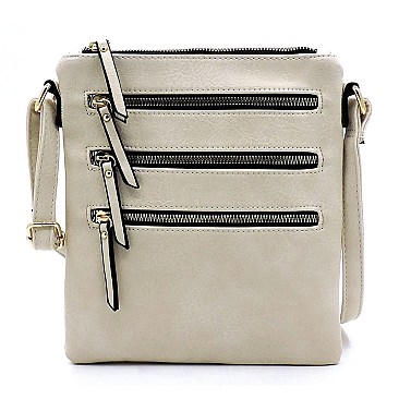 Fashion Multi Zip Pocket Crossbody Bag
