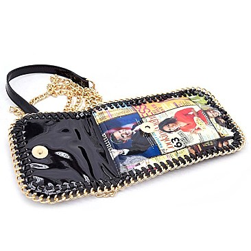 OBAMA MAGAZINE PRINT Metal Chain Cross Body Bag