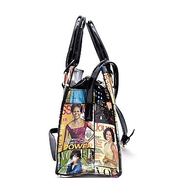 Magazine OBAMA Print Hardware Accent Mini Satchel RZ-OA2664