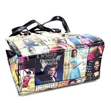 Magazine OBAMA Print Hardware Accent Mini Satchel RZ-OA2664