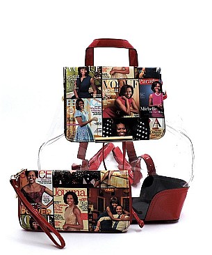 Magazine Cover Collage Clear Drawstring Backpack