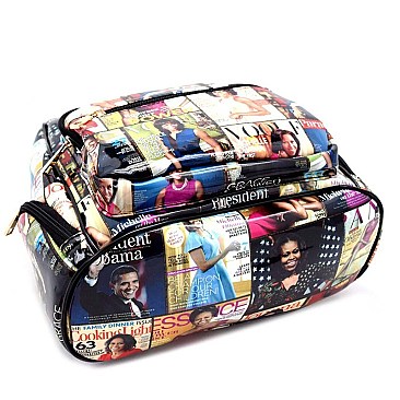 Magazine OBAMA Print Patent Fashion Backpack RZ-OA2697