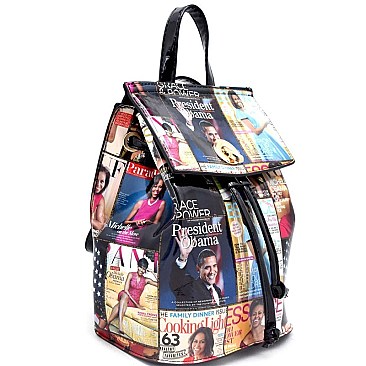 Obama Magazine Print Draw String Mini Backpack RZ-OA2708