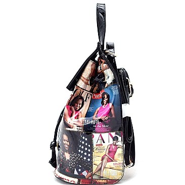 Obama Magazine Print Draw String Mini Backpack RZ-OA2708