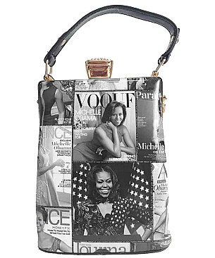 Collage Magazine Cover Handbag with Detachable Strap