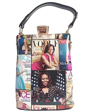 Collage Magazine Cover Handbag with Detachable Strap