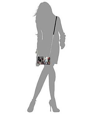 Zip Around Magazine Cover Collage Cross Body Clutch Wallet