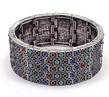 Multi Colors Stoned Stretchable Bangle