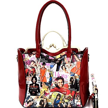 OBAMA PURSE Kiss-Lock Satchel 3 in 1 Tote Wallet SET