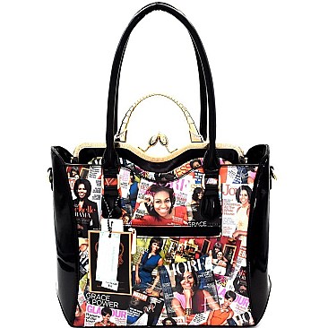 OBAMA PURSE Kiss-Lock Satchel 3 in 1 Tote Wallet SET
