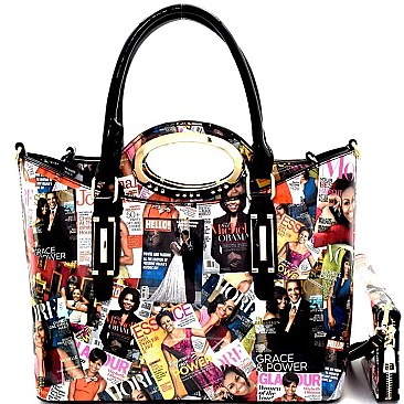 Obama Magazine Print 3 in 1 Tote Wallet SET