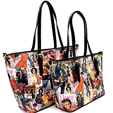 OBAMA Magazine Print 2 in 1 Twin Tote SET MH-OB6995