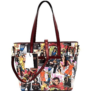 obama handbags Bow Accent Magazine Print 2 in 1