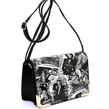 Obamas Magazine Cover Collage Flap Over Crossbody
