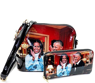 2 in 1 Michelle Obama Messenger + Wallet set