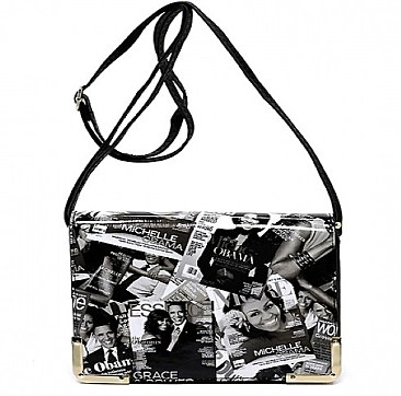 Obamas Magazine Cover Collage Flap Over Crossbody
