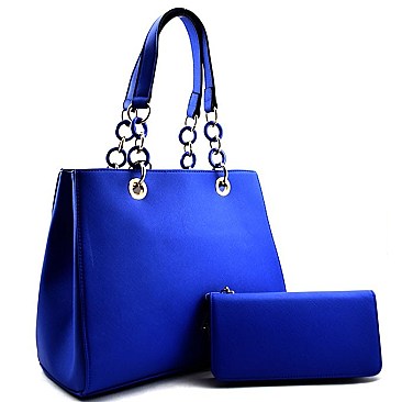 Ring Chain Saffiano Tote SET