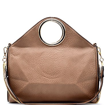 OK0008-LP Handle and Chain Accent 2 Way Satchel Shoulder Bag