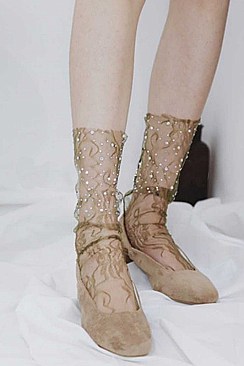 Crystal Accent Lace Ankle Socks LA-ESA7073