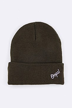 Trendy OOPS Patch Cuff Rib Beanie LA-MKH35130