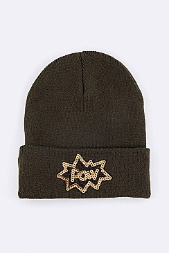 Trendy POW Sequins Patch Iconic Beanie LA-MKH3516P