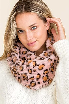 Pack of 12 Assorted Color Leopard Print Faux Fur Infinity Scarves