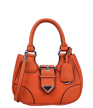 Flap Tri-angle Accent Buckle Satchel / Shoulder Bag