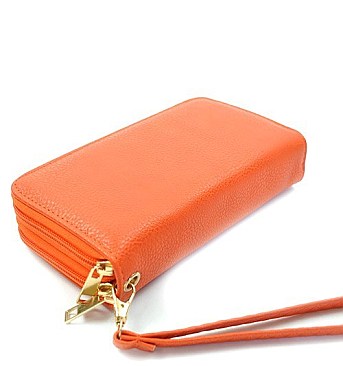 Double Zip Around Wristlet Wallet