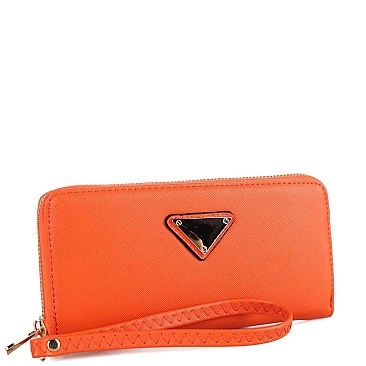 Triangle Logo Zip-around Slim Wristlet Wallet