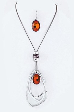 DROP & HOOPS CRYSTAL PENDANT NECKLACE SET