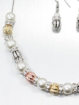 MULTI BEAD NECKLACE SET (compare to designer)