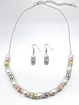 MULTI BEAD NECKLACE SET (compare to designer)