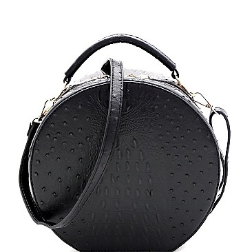 ROUND OSTRICH EMBOSSED SATCHEL