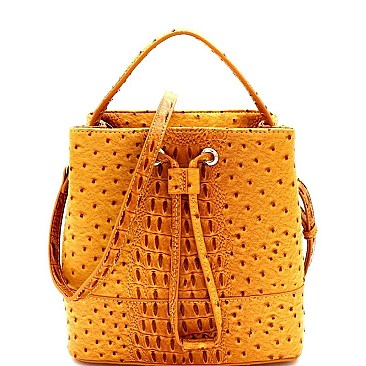 TWO WAY OSTRICH EMBOSSED SATCHEL