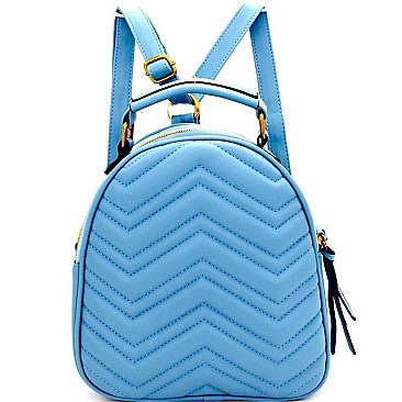 OS6646-LP Chevron Quilted Antique Gold 2 Way Dome Backpack Satchel
