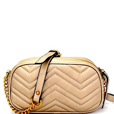 OS6648-LP Chevron Quilted Antique Gold-tone Shoulder Bag