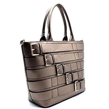 Belt Accented Modern Fashion Tote