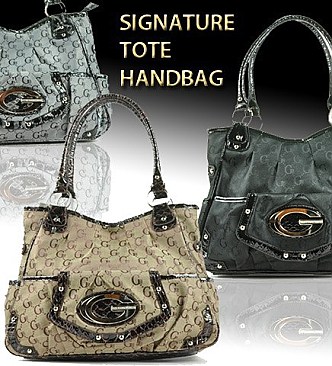 GB5113 FRONT POCKETS  SIGNATURE HANDBAG