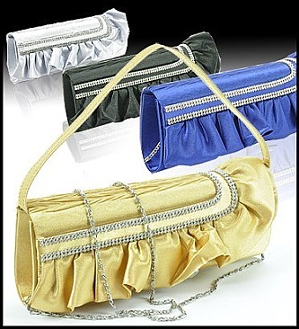 LP-0514 Ruffle Evening Bag With Rhinestone