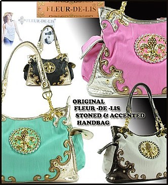 FDP1219G FLEUR-DE -LIS ACCENTED HANDBAG