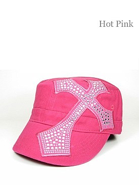 CD1484 RHINESTONE CROSS HAT