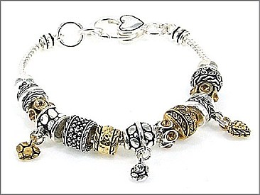 OB01058TT HEART TEXTURED BEAD BRACELET
