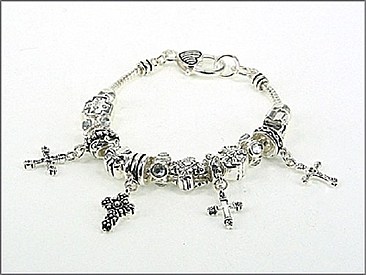 OB01026AS CROSS THEME MULTI BEAD BRACELET